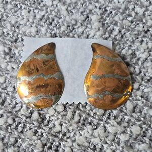 Vintage 80's Style Gold and Silver Teardrop Earrings